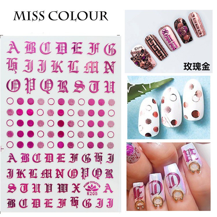 Sticker nails chữ la mã tráng gương - hình dán móng 3D