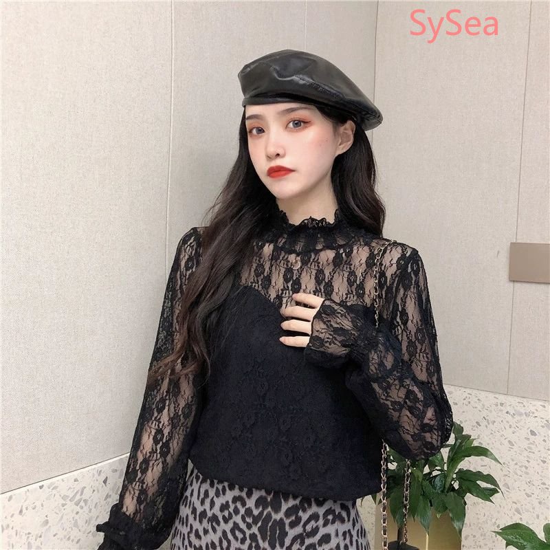 Áo Kiểu Phối Ren Hoa Phong Cách Retro Pháp Cho Nữ