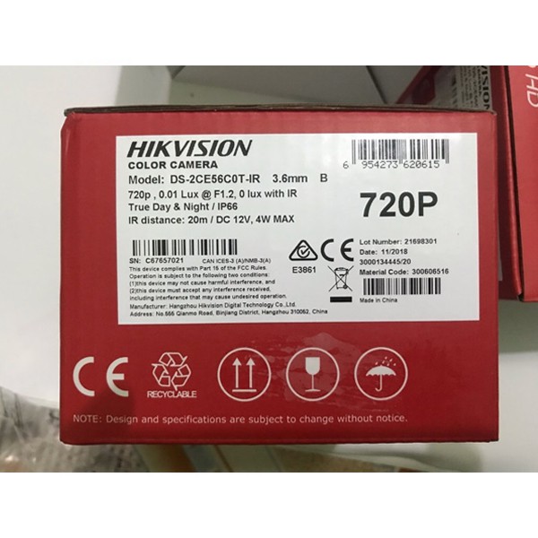 Camera trong nhà Hikvision DS-2CE56C0T-IR 1MP