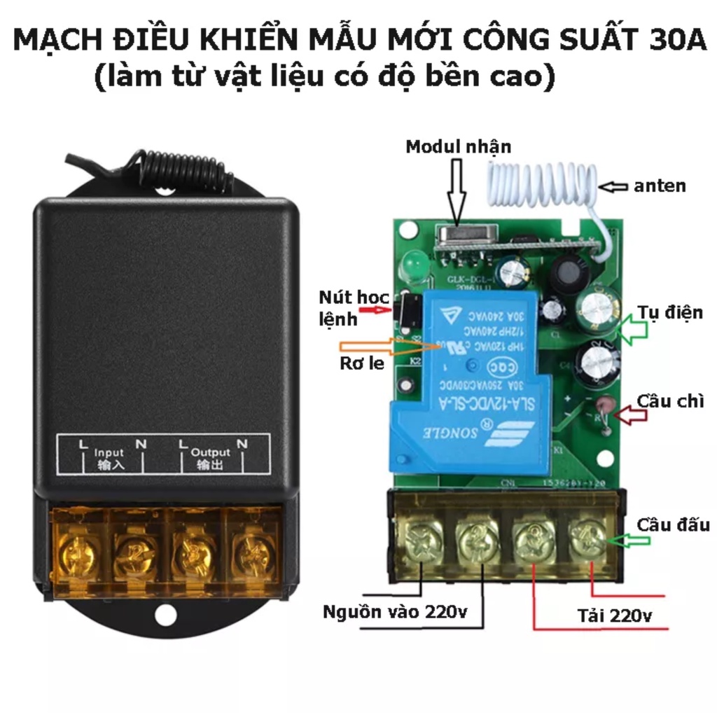 Freeship-Công tắc điều khiển từ xa cho máy bơm nước máy rửa xe 100m/3000w/220v