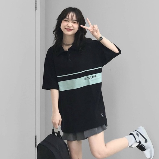 Áo Polo Oversize POOF, JACKLANE, Áo polo cộc tay Unisex Jack Lane