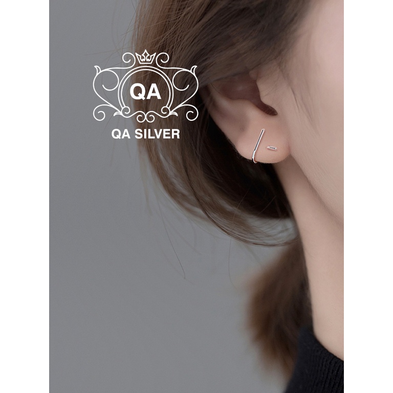 Khuyên tai bạc hình học kẹp vành hoa tai cong S925 MATRIX Silver Earrings QA SILVER EA191007