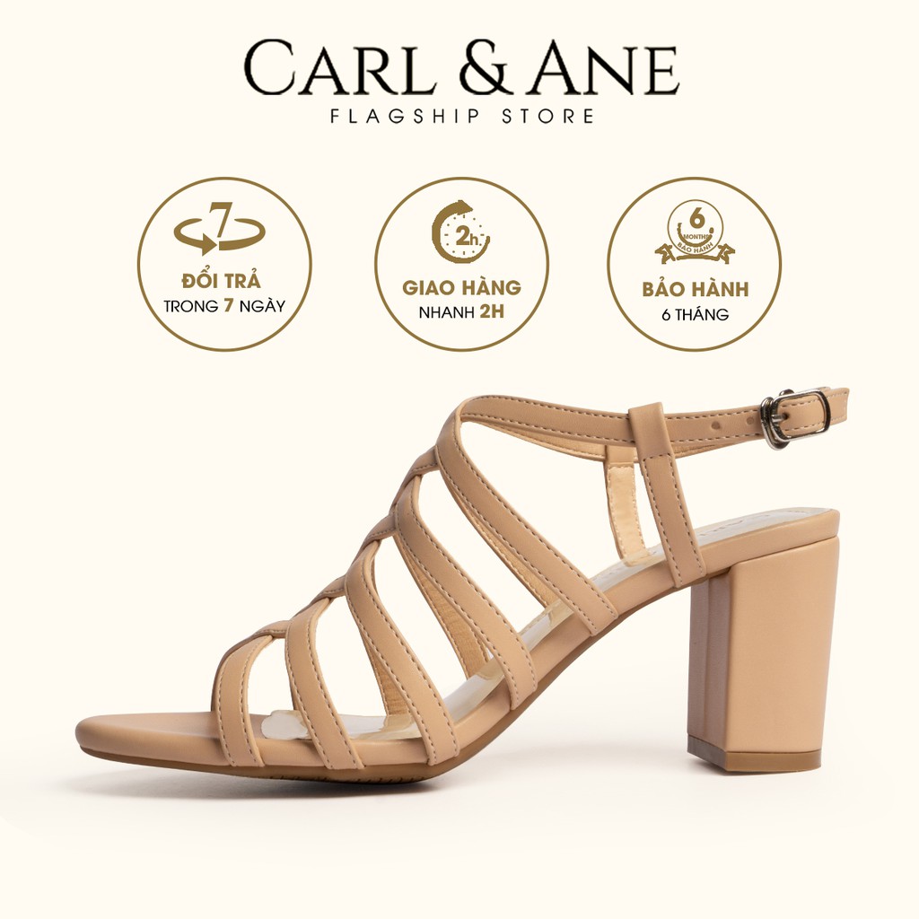 [Nhập MABR07061 giảm 8% cho đơn 99k] Carl & Ane - Giày sandal chiến binh thời trang nữ gót cao 7cm màu kem _ CS001