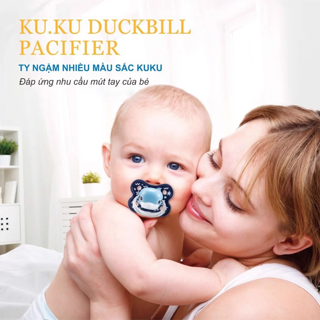 Ti giả cho bé từ 0-6 tháng silicone mềm không mùi chỉnh nha kuku ku5518