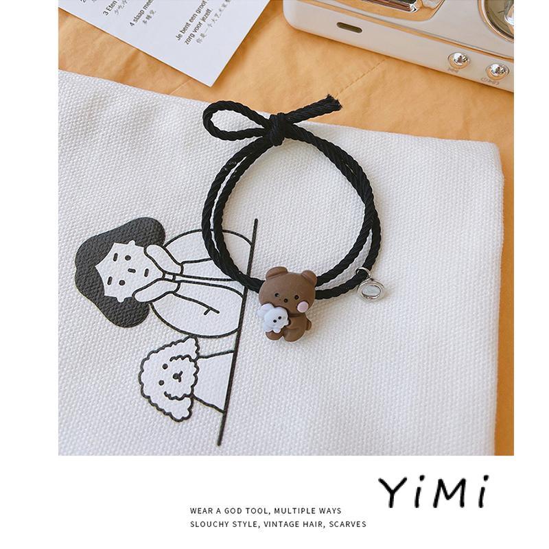 Vòng Đeo Tay Cặp Đôi Bằng Cao Su Hút Nam Châm Hình Gấu/Thỏ Dễ Thương Cho Nữ