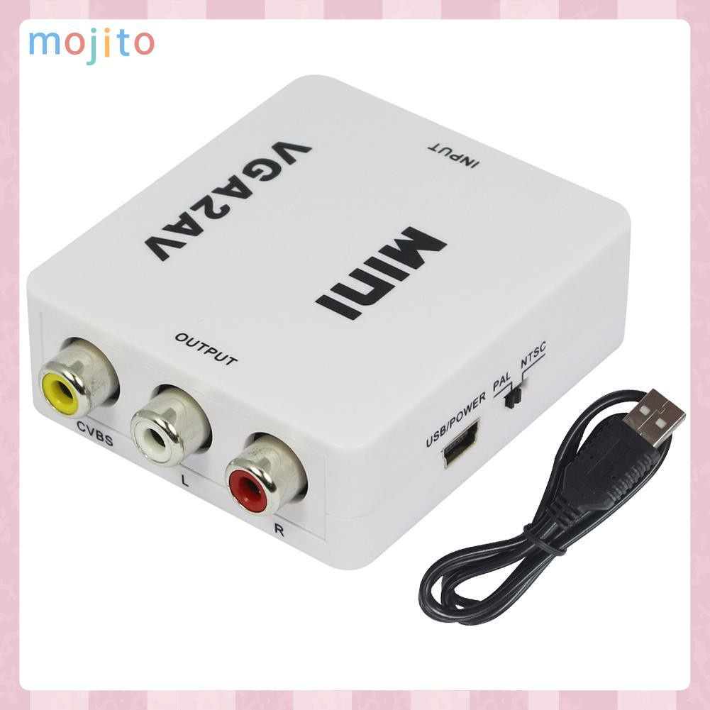 MOJITO Premium Computer VGA to AV TV Composite RCA S-Video Scan Converter 1080P