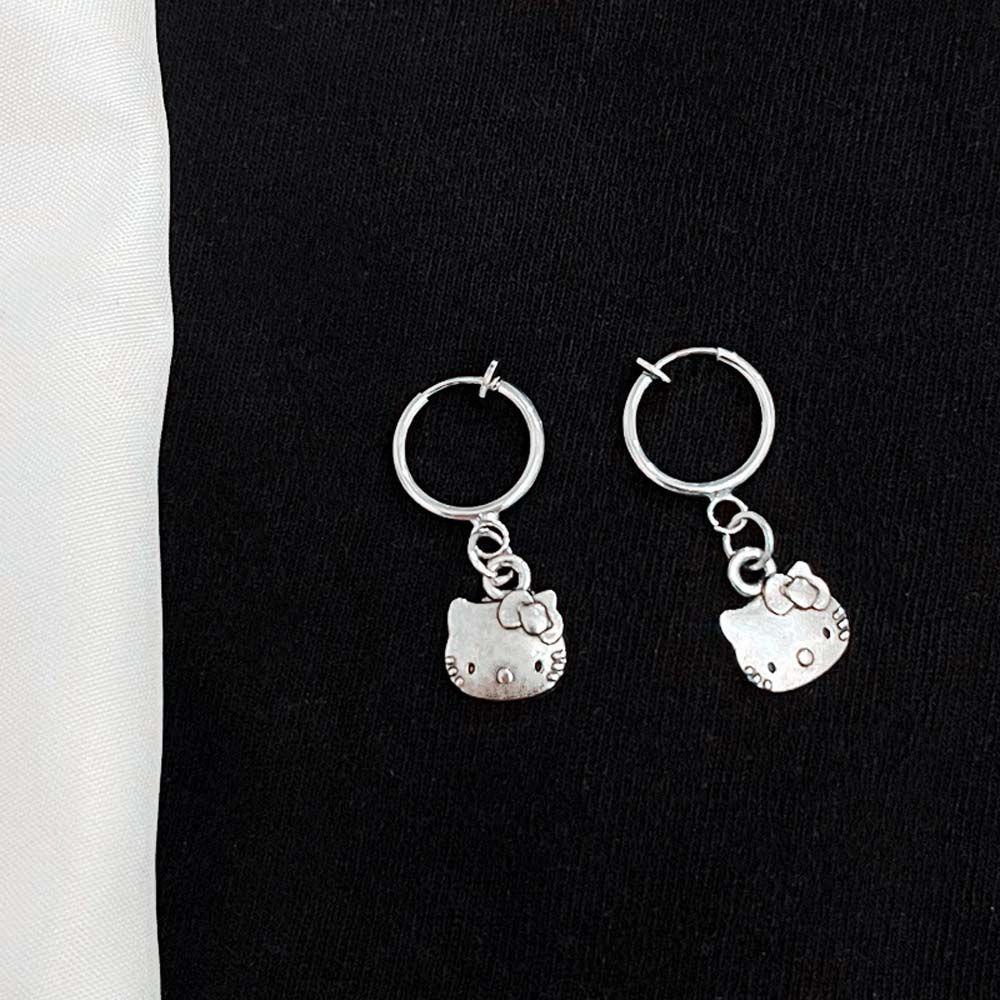 Khuyên Tai Hợp Kim Hình Mèo Hoạt Hình Phong Cách Hàn Quốc