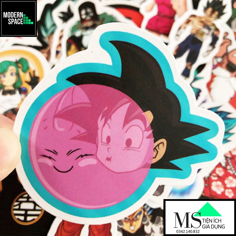 Sticker PVC Songoku Dragonball ST-053 - Cả bộ 50 Hình dán Chống nước Decal Hình dán Xe Mũ bảo hiểm