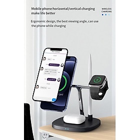 Sạc Không Dây Wiwu Power Air M8 4 In 1 Dùng Cho Iphone, Pencil, Alpple Watch, Tai Nghe Sạc Nhanh 15W - Hàng Chính Hãng