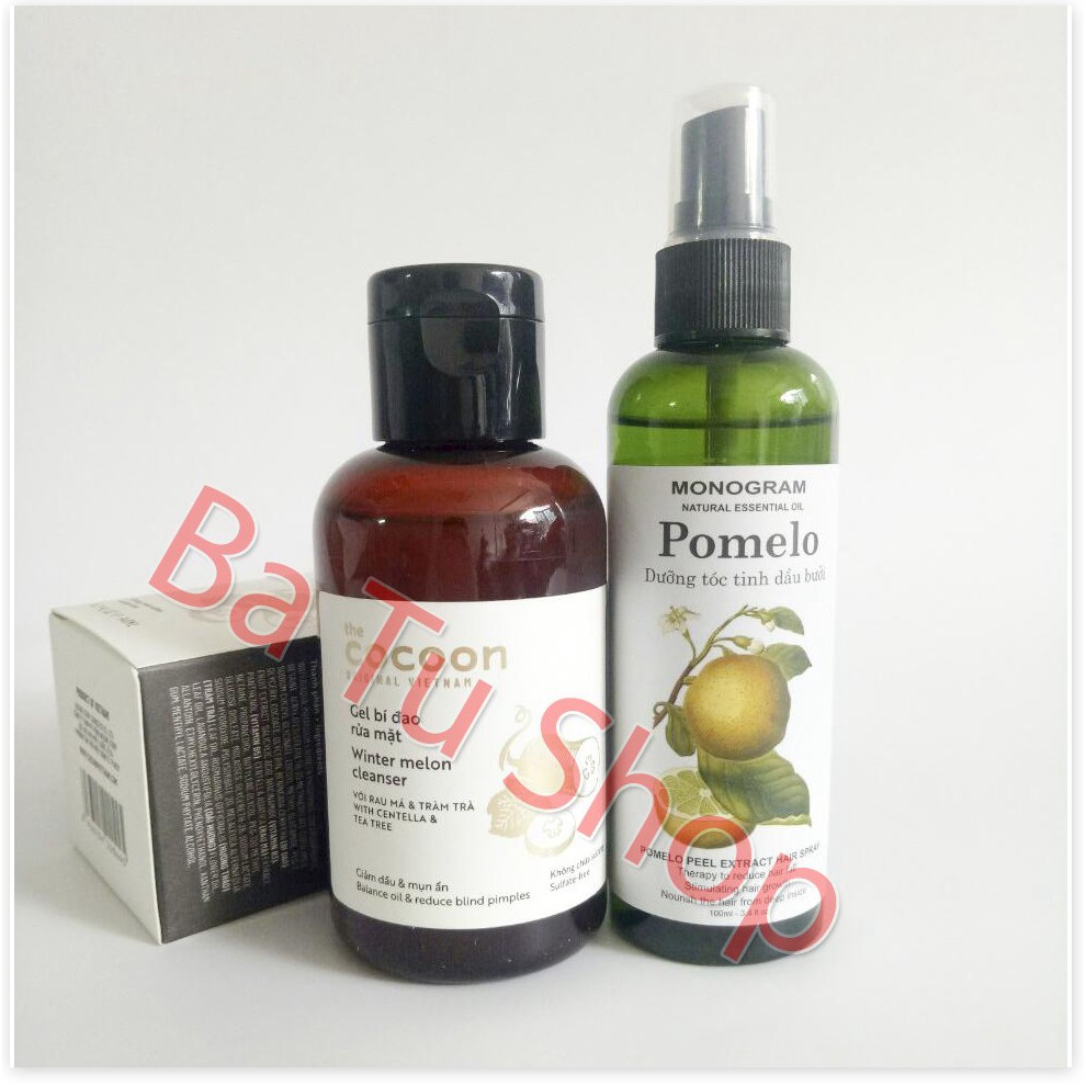 Combo giảm rụng tóc, giảm mụn ẩn gồm Dưỡng Tóc Tinh Dầu Bưởi Pomelo 100ml + Gel rửa mặt bí đao COCOON 140ml
