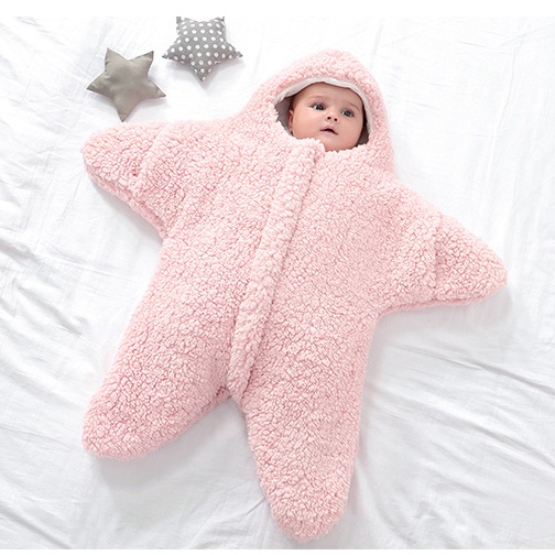 Túi Ngủ Liền Thân Bằng Vải cashmere Dày Dặn Màu Trơn Hình Ngôi Sao Chống Bắt Đầu Cho Bé Sơ Sinh