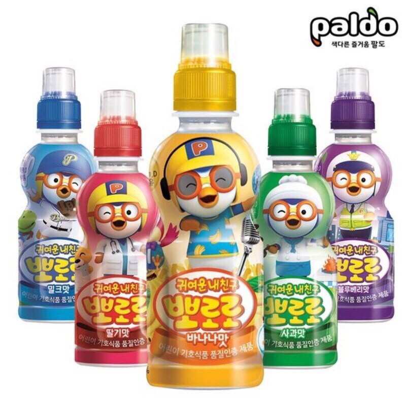 Nước trái cây Pororo thương hiệu Paldo 5 Vị (Dâu , Chuối , Táo , Việt Quất , Sữa)