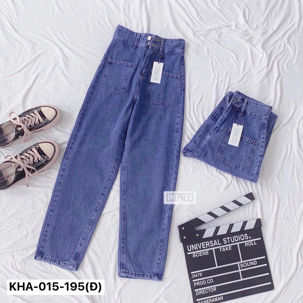 Quần Baggy Nữ Jean Hack Dáng KHA-015 | Vải Jean Wash Xịn | Hàng Đẹp | GinHouse.Shop