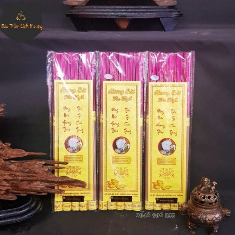 Hương Nhang Cao Cấp - Hương Bài Tàn Tuyết Thơm Tự Nhiên Tàn Trắng Đậu Tàn - Nhang Sạch Tinh Chính Hãng An Toàn Dài 38cm