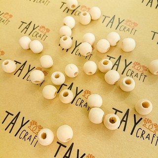 Set 10 hạt gỗ tròn làm đồ handmade