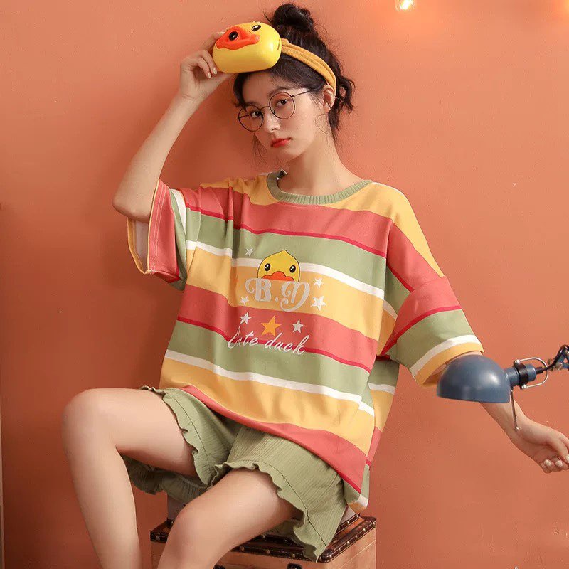 [SẴN] Đồ ngủ ngắn, đồ mặc ở nhà Quảng Châu, pijama bông cotton thoáng, style Hàn Quốc họa tiết dễ thương