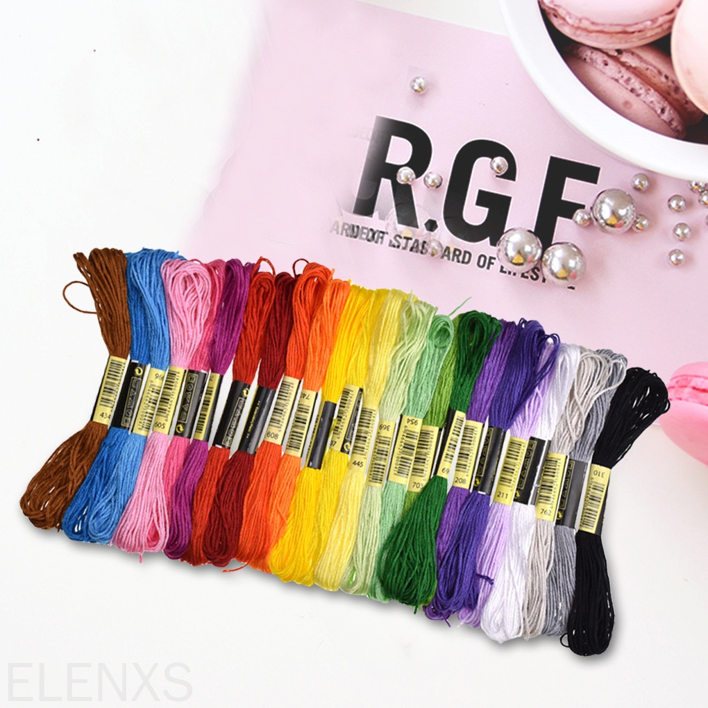 Chỉ cotton thêu dùng thêu chữ thập đan len thủ công DIY màu sắc ngẫu nhiên