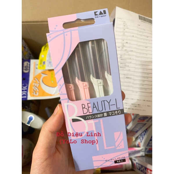 Set 4 chiếc dao cạo lông mày Long Razor Beauty Deluxe BLT-4H của Kai Nhật Bản - dao cạo râu BTM-5H1