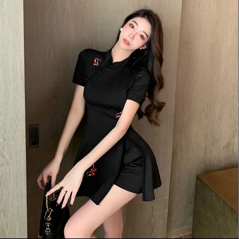 Sườn Xám Thiết Kế Mới Thời Trang Mùa Hè Theo Phong Cách Trung Hoa Dành Cho Nữ