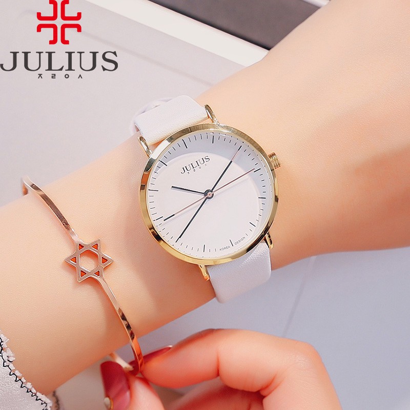 ĐỒNG HỒ NỮ JULIUS HÀN QUỐC JA978 DÂY DA (TRẮNG)