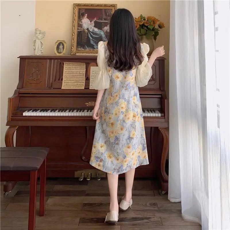 Đầm Hoa Cổ Vuông Dáng Ôm Xẻ Tà Thời Trang Mùa Hè Hàng Mới Ngọt Ngào Cho Bạn Gái