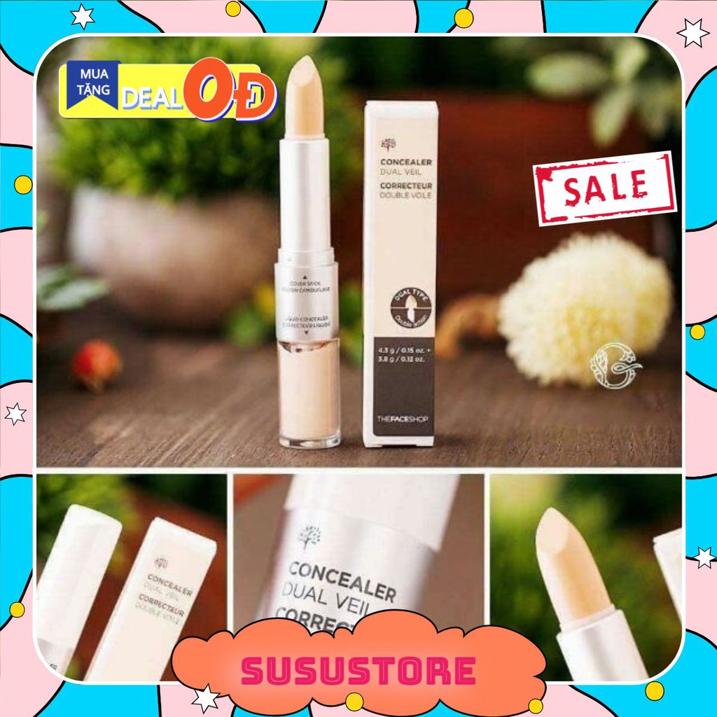 (Susustore) Che Khuyết Điểm 2 Đầu Concealer Dual Veil