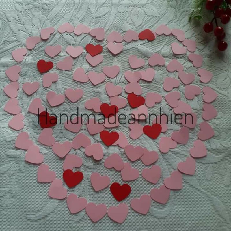 20-30 - 50 hình trái tim 2.5 x 2cm,3.5 ×3cm, 4.9x4.2cm bằng giấy màu - thủ công mầm non cho bé - hình trang trí thiệp 3D