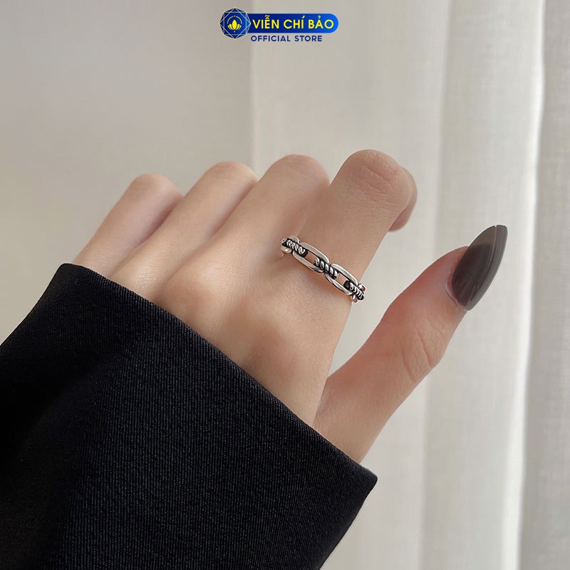 Nhẫn tay bạc nữ đan classic 2 chất liệu bạc 925 thời trang phụ kiện trang sức nữ thương hiệu Viễn Chí Bảo N000563
