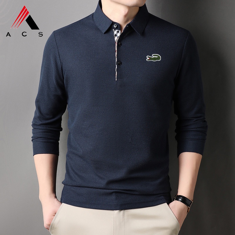 Áo polo Dài Tay Thêu Họa Tiết 7 Màu Lựa Chọn Dành Cho Nam