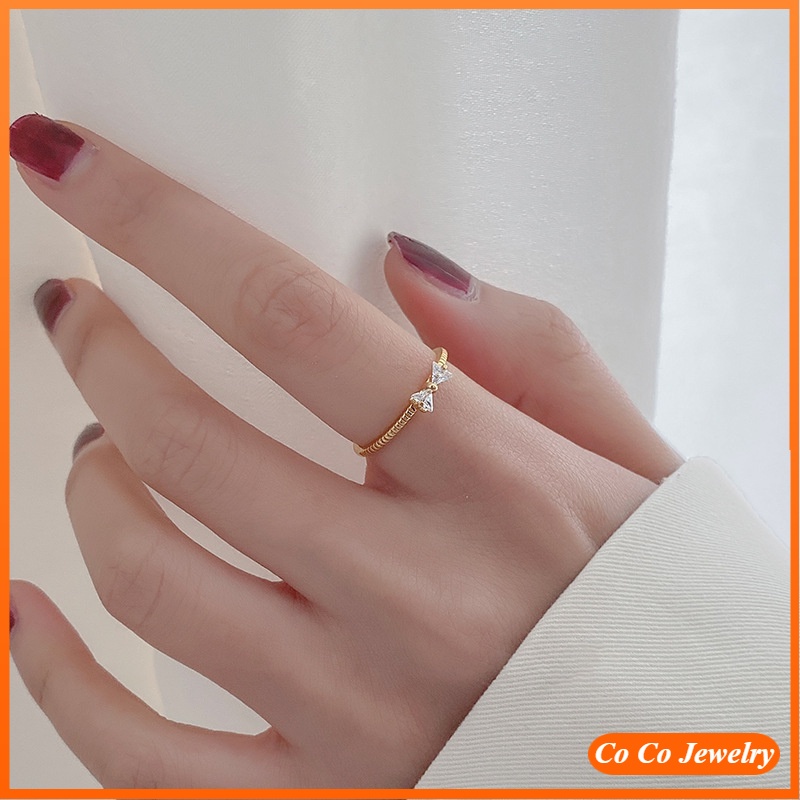 Nhẫn Hở Hình Nơ Bướm Đính Đá Zircon Đơn Giản Thời Trang Hàn Quốc Cho Nữ