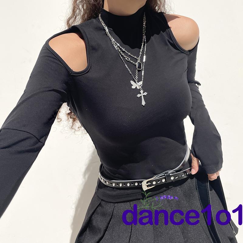 Áo tay dài khoét vai màu sắc nhã nhặn cho nữ