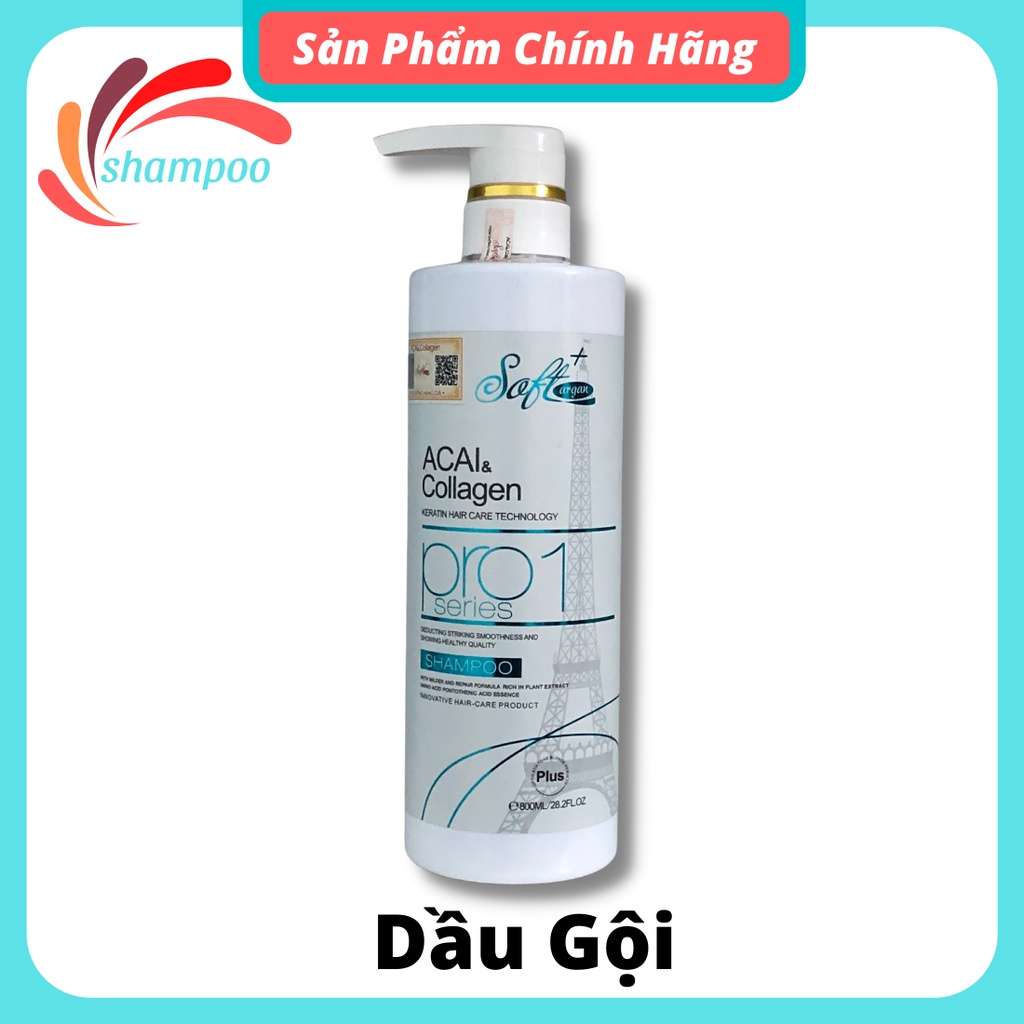 Cặp dầu gội xả collagen SOFT AGAN 800ml giúp tóc bóng mượt dưỡng sâu