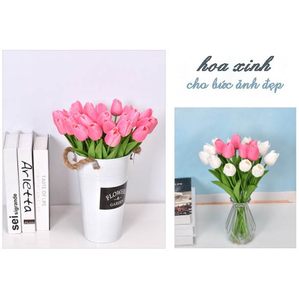 (BỀN ĐẸP) HOA TULIP phụ kiện trang trí chụp ảnh siêu xinh. hoa giả decor đạo cụ trang trí chụp ảnh