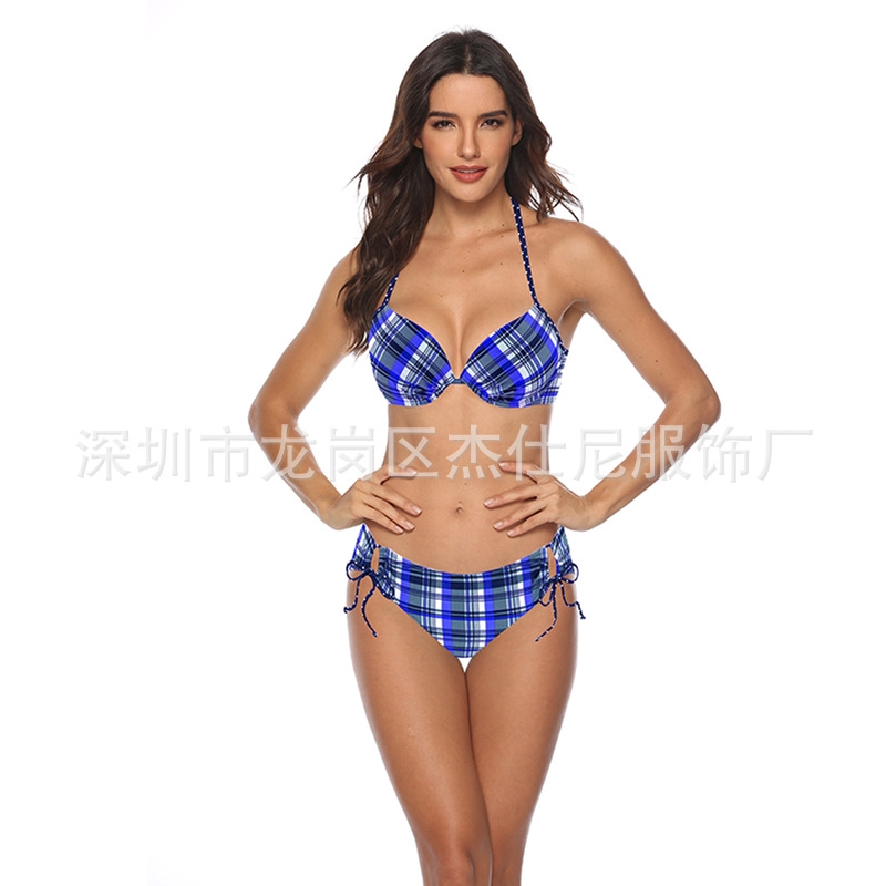 Bộ Đồ Bơi Họa Tiết Ca Rô Ca Rô Xinh Xắn Theo Phong Cách Âu Mỹ Dành Cho Nữ | BigBuy360 - bigbuy360.vn