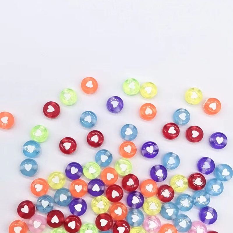 100 Hạt Xỏ Vòng Tay Hình Trái Tim 6MM