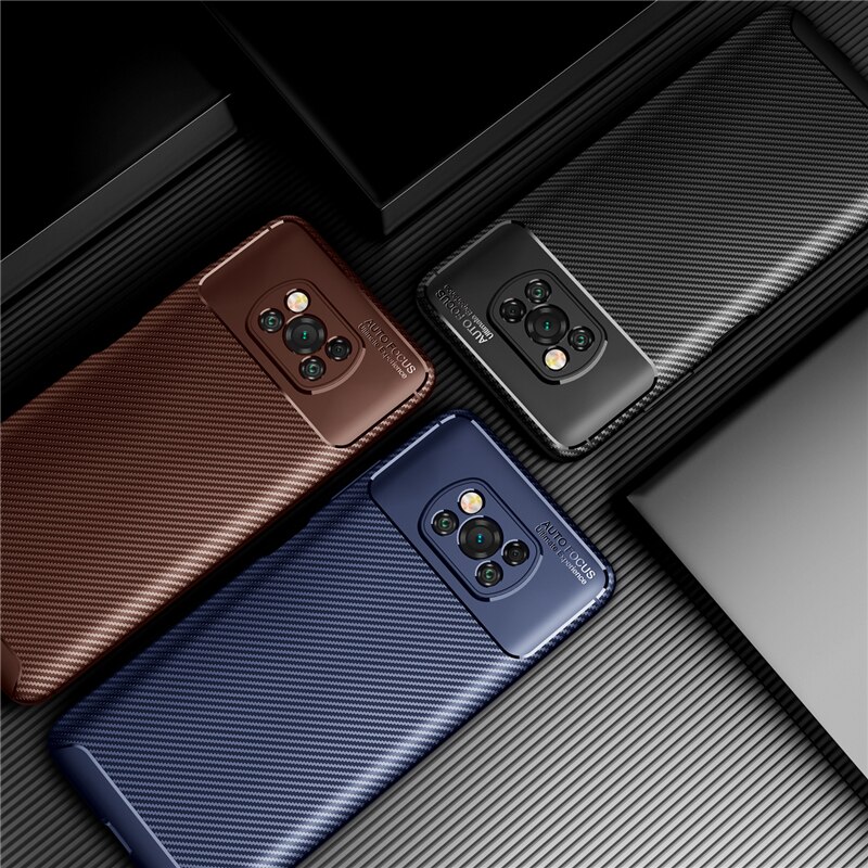 Ốp điện thoại dệt sợi carbon siêu mỏng cho Xiaomi Poco X3 NFC