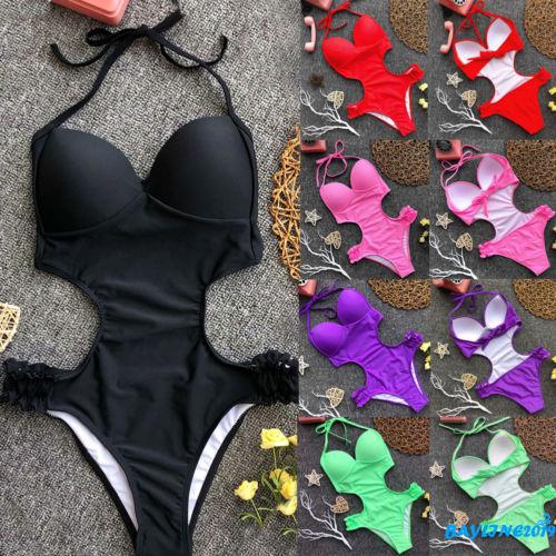 Set đồ bơi 1 mảnh liền nhiều màu sắc thiết kế nâng ngực phối dây đeo cổ cuốn hút cho nữ | BigBuy360 - bigbuy360.vn