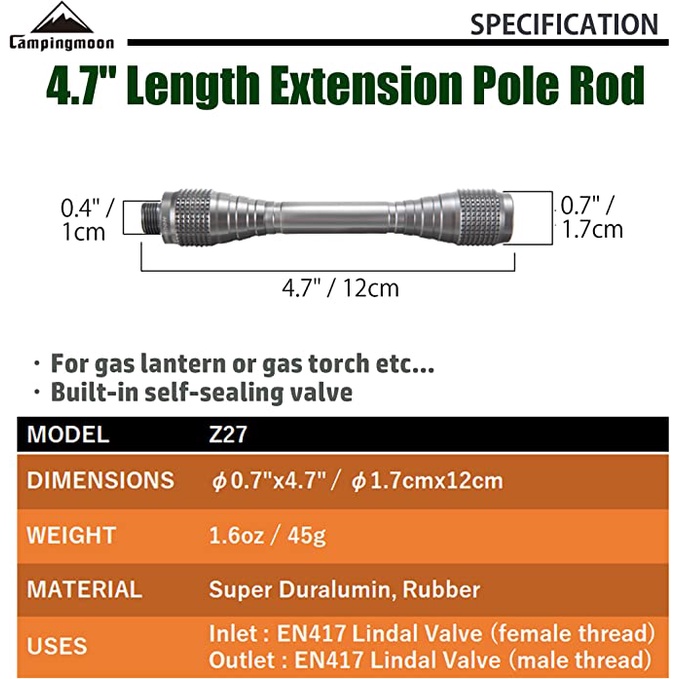 Phụ kiện cây nối dài bình gas mini Campingmoon Z27