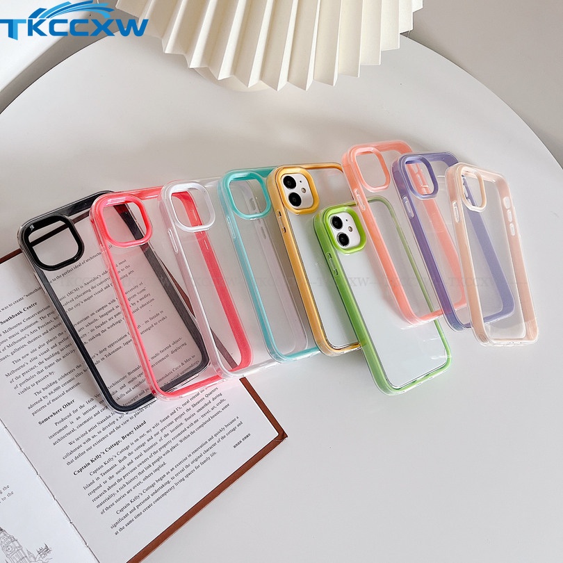 Ốp Điện Thoại Trong Suốt Chống Sốc Màu Kẹo 3 Trong 1 Cho iPhone 6 Plus 6S Plus 7 Plus 8 Plus SE 2020 SE2