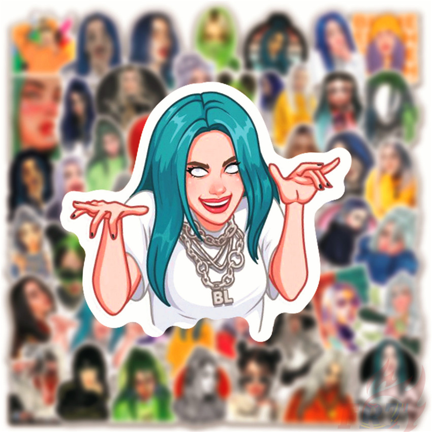 ❉ Billie Eilish Series 07 - Pop Singer Superstar Stickers ❉ 50Pcs/Set DIY Fashion Mixed Doodle Decals Stickers