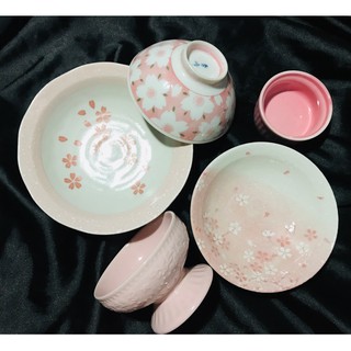 Tô (set) gốm màu hồng