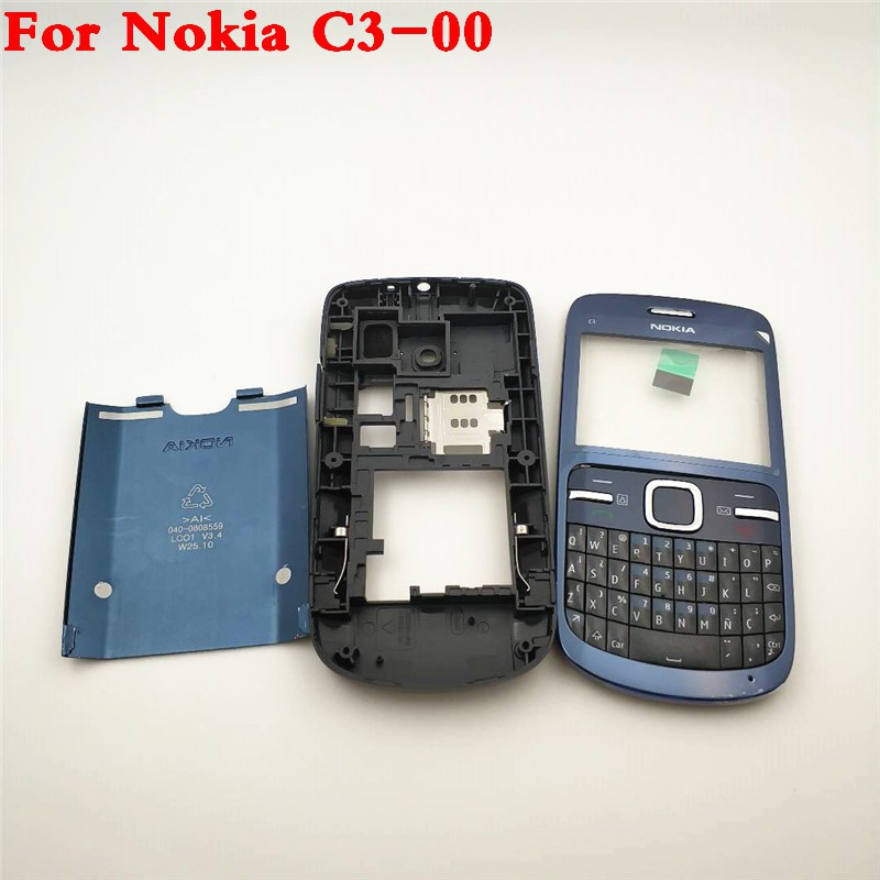 Full Housing For Nokia C3 C3-00 Back Case Battery Cover Front+Middle Frame Keypad C3-00 Replacement Part
