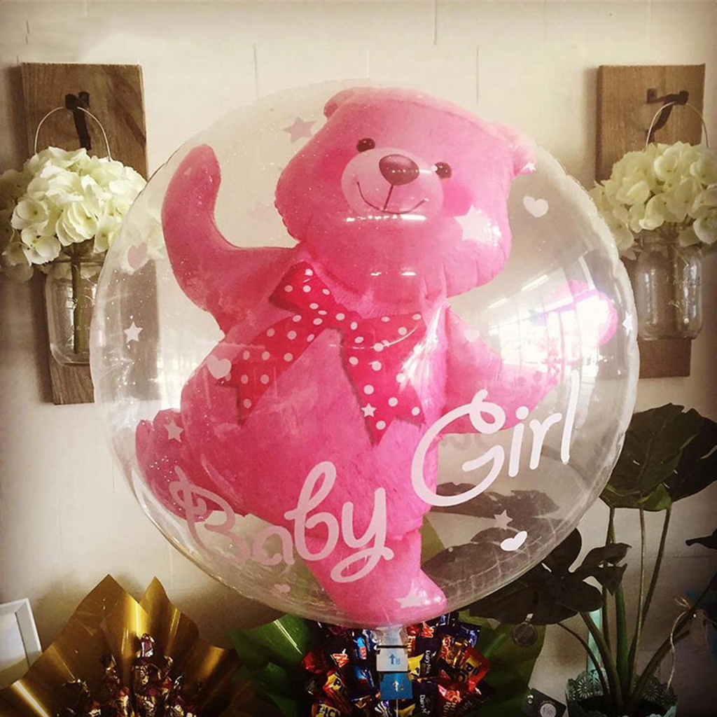 Bong Bóng Trong Suốt 24inch Màu Xanh Dương Hồng TAYLOR1 Dùng Trang Trí Tiệc Sinh Nhật Cho Bé
