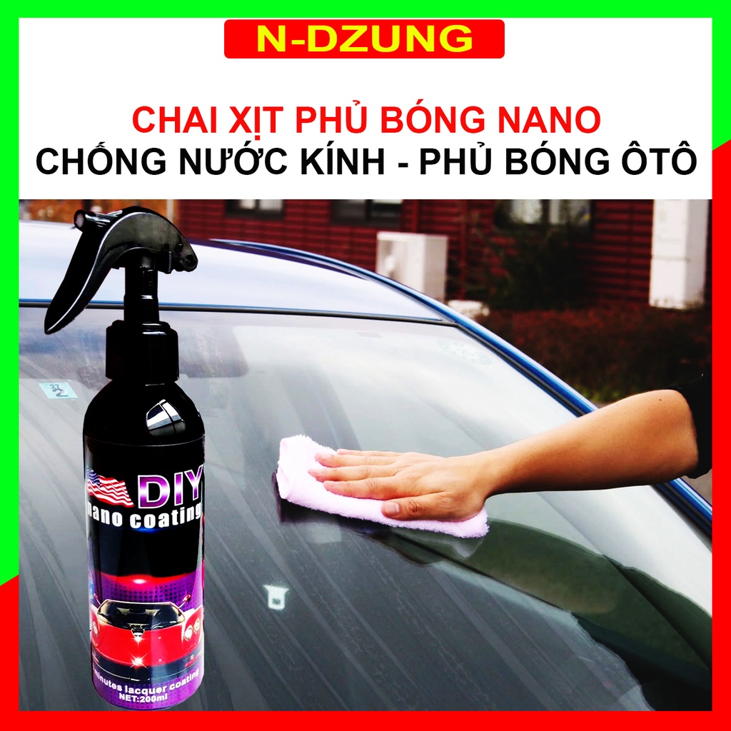 Phủ Nano Kính Ô tô - Chai Xịt Phủ Bóng Nano Chống Nước, Bùn Bẩn Bám Trên Sơn - Làm Mới Bóng Lớp Vỏ Ngoài Xe Hơi - DIY