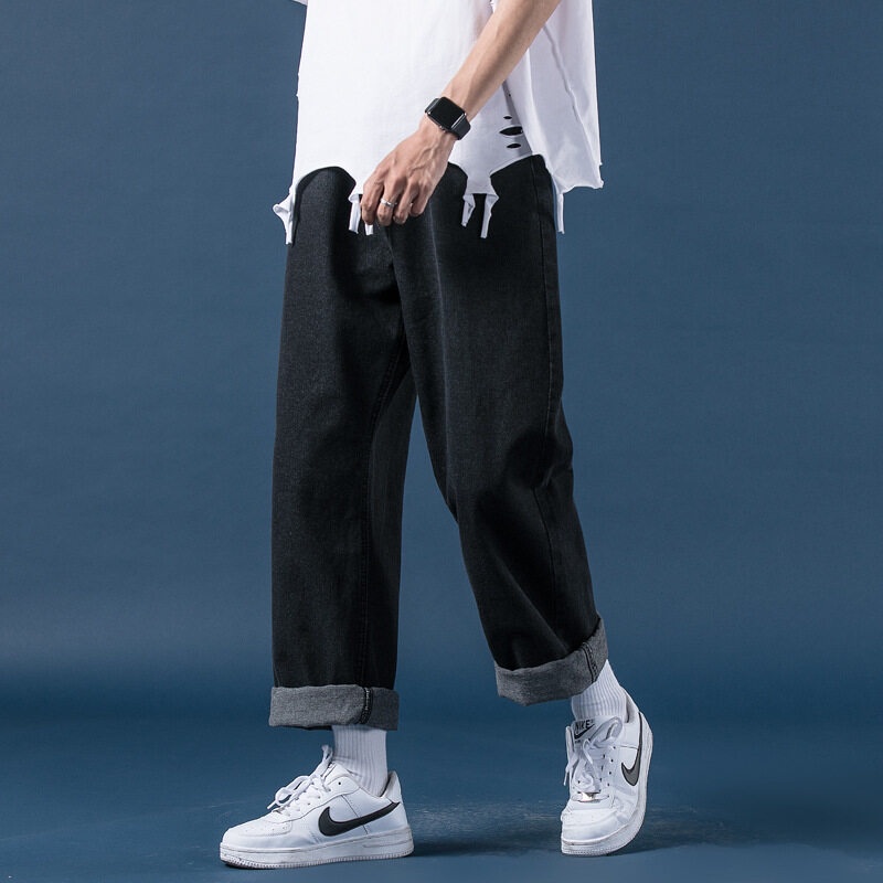 Quần jeans AOKANG dài ống đứng thời trang vintage cho nam