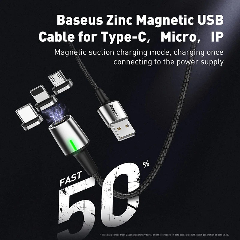 Đầu sạc nam châm rời 3 loại cổng LIGHTNING/ MICRO USB/ TYPE-C cho cáp sạc Baseus Zinc Magnetic Cable Series 2