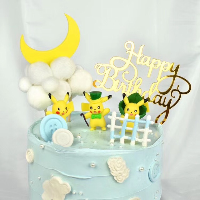 Set 6 Pikachu trang trí bánh phụ kiện sinh nhật