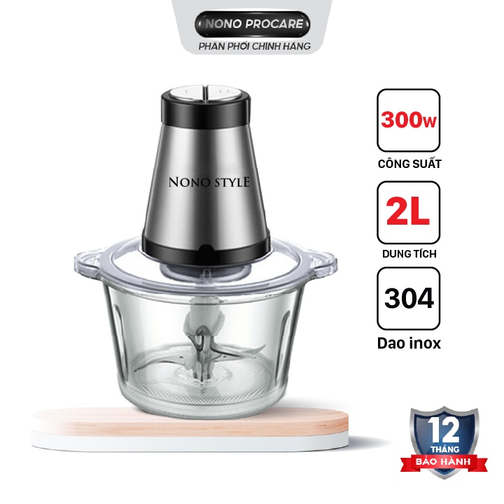Máy xay thịt đa năng Nonostyle 3 lưỡi dao kép dung tích 2L công suất 300W BH 12 tháng