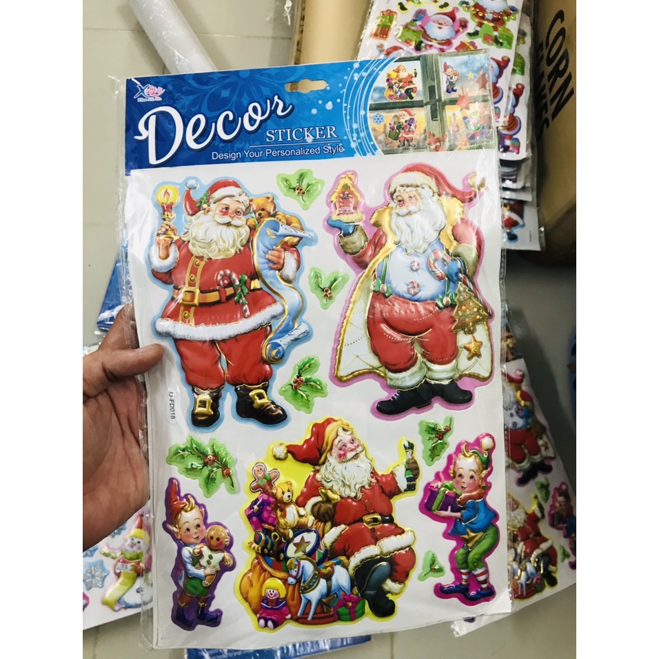 Sticker Noel, Người Tuyết, cây thông Noel nổi 3D cực xinh rang Trí Nghệ Thuật Mùa Giáng Sinh - VPP Brendo
