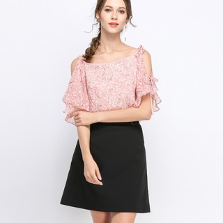 Áo voan big size trễ vai tay bèo thắt nơ size lớn 68-80kg